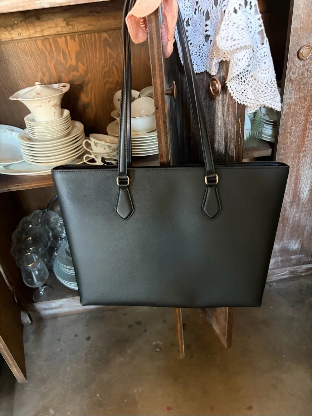 Michael Kors Black Tote with Gold MK Charm - Picture 3 of 8